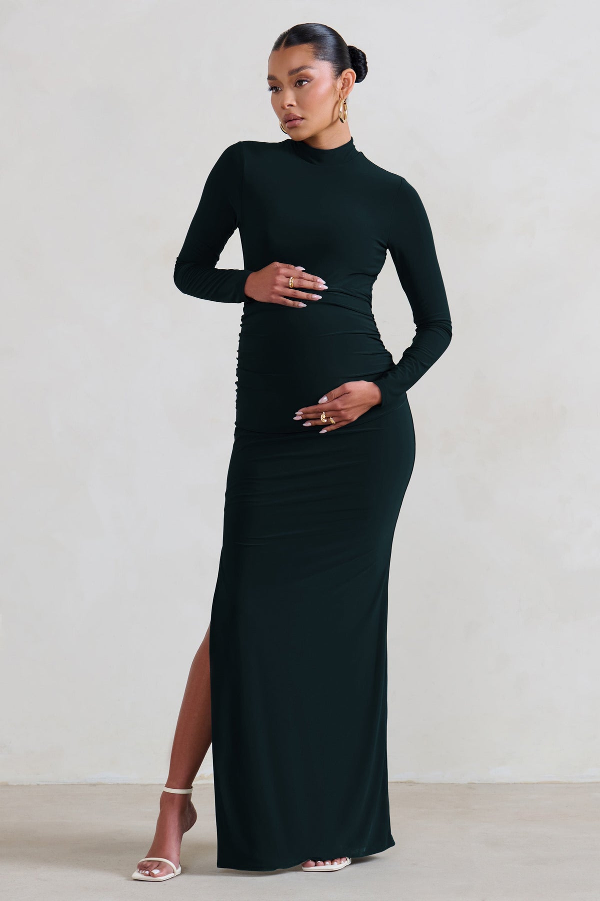 Sweet Dreams Black Maternity Asymmetric Ruched Midi Dress – Club L London -  USA